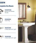 Bathroom setting showcasing Heavy Duty Two Handle Widespread Bathroom Sink Faucet With Rich Oil Rubbed Bronze Finish And Flexible Eight To Sixteen Inch Spread For Quick Three Hole Setup Including Valve Kit For Zero Sweat Install.