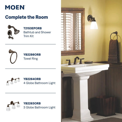 Bathroom setting showcasing Heavy Duty Two Handle Widespread Bathroom Sink Faucet With Rich Oil Rubbed Bronze Finish And Flexible Eight To Sixteen Inch Spread For Quick Three Hole Setup Including Valve Kit For Zero Sweat Install.