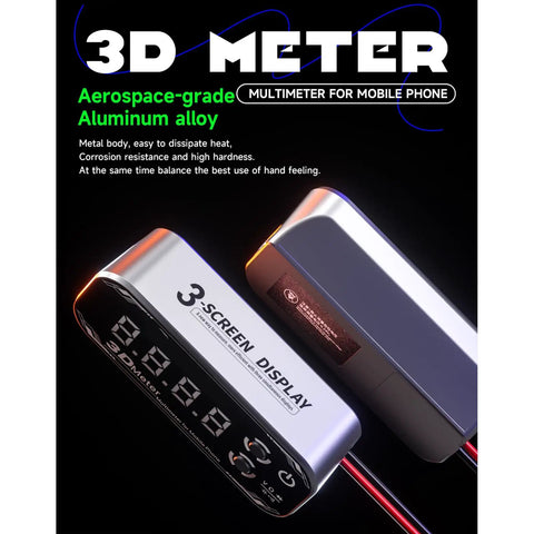 Top Notch Ergonomic Digital Multimeter With Big Bright Screens Auto Shutdown And High Accuracy Voltage Current Capacitance Testing For All Electric Gigs, aluminum body, three-screen display.