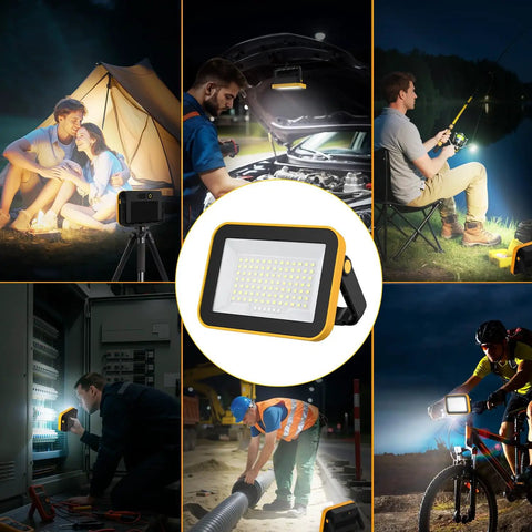 Rechargeable Cordless Work Light With USB Powered Battery, Waterproof LED Flood Light For Outdoor Use in various settings