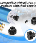 Pinion Gear 48P 20T With 1/8 Inch Shaft Hole For RC Cars And Gearboxes 3.175mm Shaft 11.5mm Diameter 9mm High Built From AISI 1045 Steel With Blackened Finish For Rugged Rust And Wear Resistance, mounted on RC motor shaft