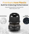 QILIPSU 1/2 in NPT nylon cable gland, IP68 waterproof, black