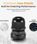50 Pack One Half Inch NPT Cable Gland Waterproof IP68 Nylon Pass Through Cord Grip Connector Strain Relief Wire Grommet Heavy Duty Sealing