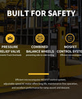 Heavy Duty Electric Ride On Pallet Jack Truck 5500 LB Capacity features pressure relief valve and combined balance wheels for safety.