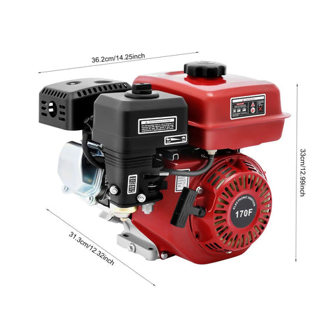 212cc Gas Powered Engine 7.5HP 3000W 4 Stroke Pull Start Motor With Horizontal Shaft side view dimensions