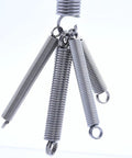 Premium Dual Hook Extension Spring Made From Solid 304 Stainless Steel With Tiny Wire Measuring Just 1.4mm And Outer Diameter Of 14mm, 4 springs hanging.