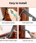 180 Degree Rotatable Lid Support Hinges For Cabinets And Boxes, Heavy Duty 9 Inch Metal Folding Lid Stay With 12 Screws installation