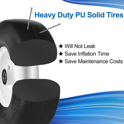Flat Free 13x5 Front Lawn Mower Tires And Wheels For Zero Turn Mowers Smooth Tread 13x5x6 Bore cross-section view