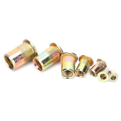 Assorted zinc plated rivet nuts from 220 Piece Rivet Nut Assortment Kit With Mixed M3 To M12 Zinc Plated Rivet Nuts For Metal Panels Pipes