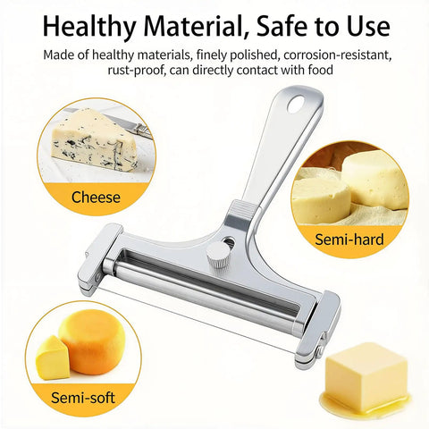 Built Tough Adjustable Cheese Slicer With Sharp Wire Cutter And Super Clutch Mini Silicone Tongs for slicing semi-soft cheese.