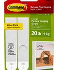 Heavyweight Picture Hanging Strips 20 Lb X Large, 16 Strips For Frames Up To 24 By 36 Inches, Damage Free Wall Hangers packaging