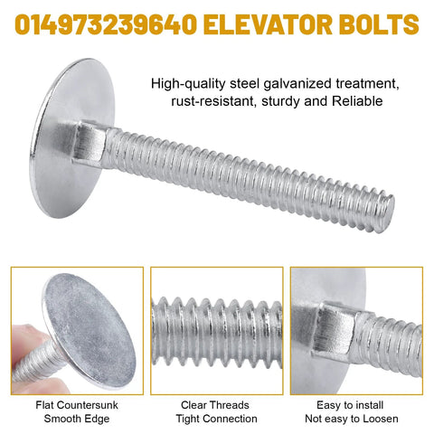Elevator bolt, 1/4-20 x 2, zinc-plated, flat countersunk head with smooth edge and threaded shank.