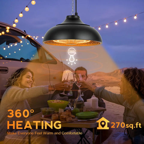 Image showing Ceiling Mounted 1500W Patio Heater For Outdoor Spaces, 3S Instant Heat, Three Power Modes 600W, 900W And 1500W, Quiet Operation.