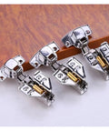 Top Shelf Stainless Steel Cabinet Hinges With Silky Smooth Soft Close Buffer 10 Pack displayed on a wooden surface.