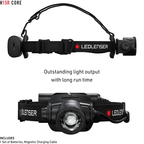 H15R Core Headlamp 2500 Lumen Helmet Light With Advanced Focus System IP67 Waterproof Hard Hat Light Front and Side View