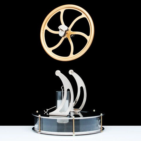 Low Temperature Stirling Engine For Coffee Mug Power, Easy Start Steam Engine Model with visible flywheel in action