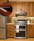 Modern kitchen with wooden cabinets featuring a close-up inset of 4 Pack 360 Degree Adjustable Pivot Hinges For Cabinets Doors Windows And Bookcases Rotatable Stainless Steel Hidden Knife Hinges Silver Finish For Quiet Smooth Operation Replacement Hardware Easy Install No Squeak.
