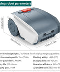 Effortless Robotic Lawn Mower for Large Yards Up to 1500 Square Meters with Boundary Line, app controlled, size dimensions shown