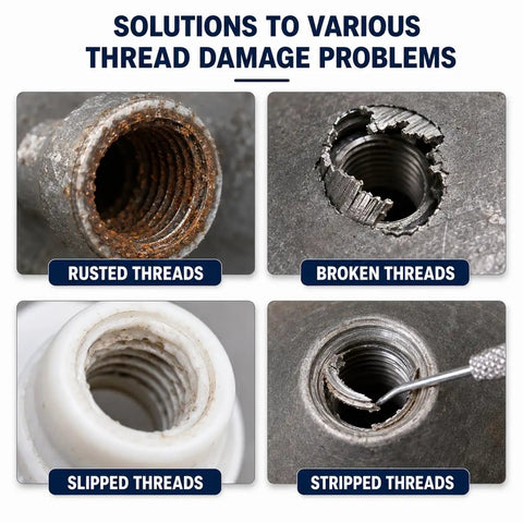 Grab This Heavy Duty Broken Pipe Extractor Set To Fix Rusty Stripped Boltss And Damaged Threads On Half Inch Or Full Inch Pipes With Ease Using A Hex Shank Drill For Your Next Fix It Today Plumbing Project threads repair image