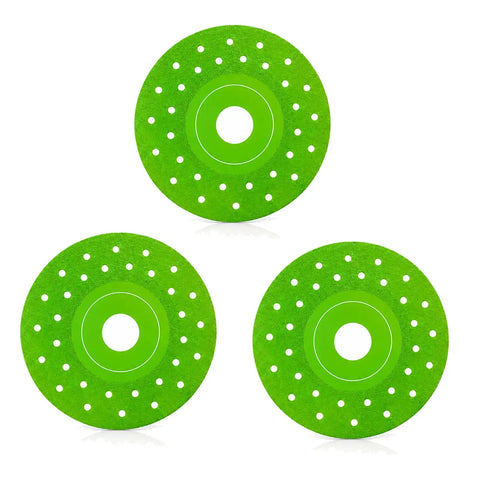 4-1/2 Inch Tile Cutter Diamond Saw Blade Ultra Thin Kerf 0.05 Inch For Dry And Wet Cutting Grinding And Chamfering Porcelain Ceramic Glass Marble On Any Angle Grinder Set Of 3, green 4.5-inch blades