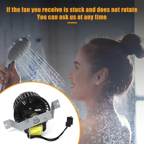 Replacement Part Replaceable Bathroom Exhaust Vent Fan Motor Assembly 85598000 with shower and user in background