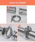 Installation steps for 2 Inch Quick Release V Band Clamp 304 Stainless Steel For Turbo Exhaust Downpipe Install Durable High Performance