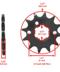 Drive Chain And Sprockets Kit For Yamaha Grizzly 125 YFM125 G 2004 2005 2006 2012 Front Sprocket 12 Tooth Dimensions