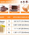 Image of sizes available for 24 Pack Slick Clear Chair Leg Floor Protectors For Hardwood Floors Thickened Silicone Felt Caps