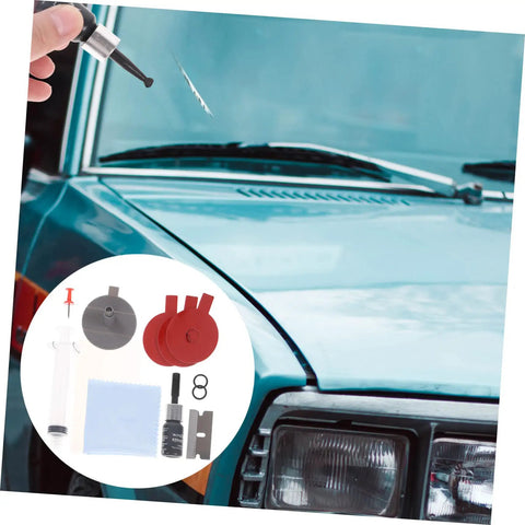 DIY Auto Glass Repair Kit For Windshield Cracks And Chips Complete Windshield Scratch Remover with adhesive.