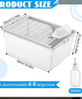 Heavy Duty Two Pack Lab Mouse Breeding Cages Spacious Plastic Rodent Housing With Quick Snap Water Bottles And Locking Lids For No Sweat Daily Cleaning And Built Tough Comfy Critter Living. Image showing dimensions 48x35x21.5cm.