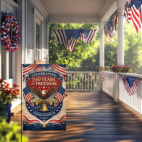 250 Years America Garden Flag 12x18 Double Sided USA Patriotic Banner For 4th Of July Outdoor Decor Burlap Yard Flag With Eagle Design