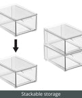 Stackable Storage Box With 2 Pull Out Drawers Clear Plastic Bin For Closet Organization Linen Coat Bedroom Or Entryway Storage