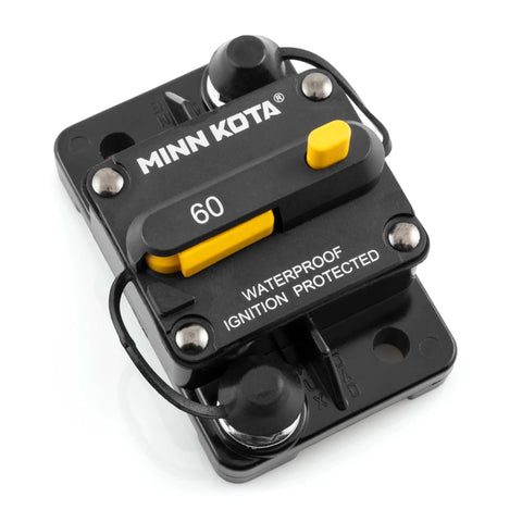60 Amp Marine Grade Trolling Motor Circuit Breaker With Manual Reset And Push To Trip Power Cutoff, Dual Function Protection For Boats