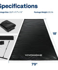 Heavy Duty Garage Containment Mat With Stay Put Corner And Squeegee For Mud Water Snow And Ice Protection PVC Floor Covering Measuring Seven Foot Nine Inch By Eighteen Foot To Keep Your Garage Dry And Clean While Parking specifications