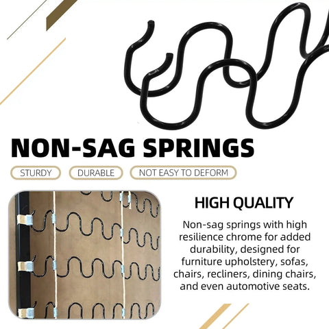 63 Piece Couch Spring Repair Kit With 25 Inch No Sag Springs S Clips Hooks Dual Hook Tension Springs Nails Removal Tools And Dust Cover For Sofa Upholstery Replacement And Easy DIY Couch Fix packaging with springs.