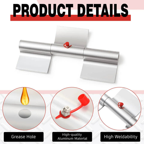 Beefy Six Pack 9 Inch Aluminum Greaseable WeldOn Door Hinges For Trailers And Trucks Heavy Duty Ramp Gate Hinges Aluminum Alloy Construction Durable Easy Install Rust Resistant Perfect For Utility Doors, welded hinge close-up