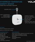 Outdoor Temperature And Humidity Sensor With 1000 Foot Range And Two Year Battery Life Real Time App Text Email Alerts Works With Alexa And IFTTT No Monthly Subs Hub Required, white hanging unit