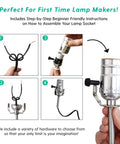 Step-by-step guide for Beginner Friendly DIY Lamp Wiring Kit with antique brass socket and 12 foot brown cord assembly.