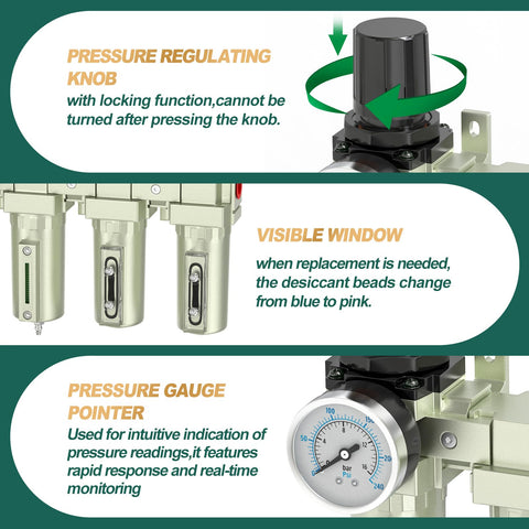 Workhorse Industrial Grade Four Stage Air Drying System features pressure regulating knob and visible window with bead color indicator.