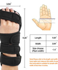 Resting Hand Splint For Both Hands With Finger Separator And Wrist Immobilizer showing measurements in black
