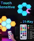Dope Remote Controlled RGB Hexagon LED Lights For Gaming Setup With Touch Sensitive Panels 14 Geometric Wall Panels Display