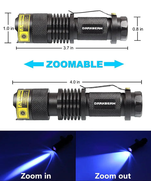 365 Nanometer UV Wood's Lamp Blacklight Flashlight Portable Handy Pocket Size Torch For Detecting Pet Stains And Dog Urine, Fluorescent Security Codes And Resin Curing, Anti Counterfeit Verification
