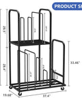 Two Tier Mobile Carton Cart With Eight Adjustable Dividers Rolling Packing Station For Home Or Warehouse dimensions shown in image.