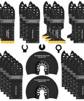 AIFICUT 26pc titanium oscillating saw blade set for wood/plastics/metal with assorted blades.