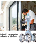 2 Pcs Door Roller Set With Double Wheel Pulley For Glass Barn Doors And Sliding Track Doors, 35mm Diameter, installed view