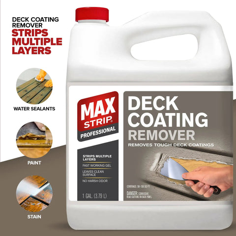 Heavy Duty Deck Stain And Coating Remover Kicks Out Stubborn Paint Polyurethane And Varnish In One Go With Zero Harsh Fumes For Flawless Wood Finishes In 1 Gallon Containers.