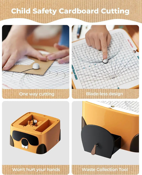 Kid Safe Cardboard Cutter For STEM Projects Bladeless Classroom Cutting Tool For Makers Safe Alternative To Scissors With ASTM And CPSC Compliance Standards, bladeless cardboard cutter in use