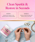 Top Tier Jewelry Cleaning Kit For Diamonds Gold And Platinum Sweeps Grime Away To Restore Lively Shine On Precious Stones Quick, cleaning steps shown.