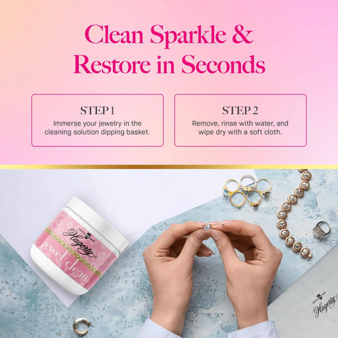 Top Tier Jewelry Cleaning Kit For Diamonds Gold And Platinum Sweeps Grime Away To Restore Lively Shine On Precious Stones Quick, cleaning steps shown.