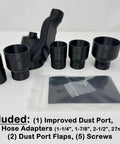 Enhanced Dust Collection Port For DWS779 And DWS780 Miter Saws, No Mess Cleanup, Sweet Setup, Made In The USA, Includes Adapters For Hose Sizes One And A Quarter Inch, One And Seven Eighths Inch, Two And A Half Inch, 27mm And 36mm